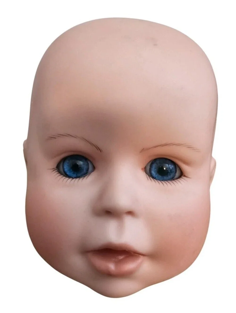 Vintage Hand Painted Bisque Baby Doll Bust Head w/ Blue Glass Eyes Punkin Too